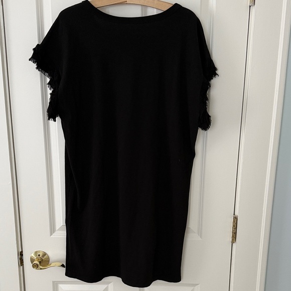 Current/Elliott Black Fringe Sleeve T-Shirt dress women’s size 1 (small) - Picture 3 of 5